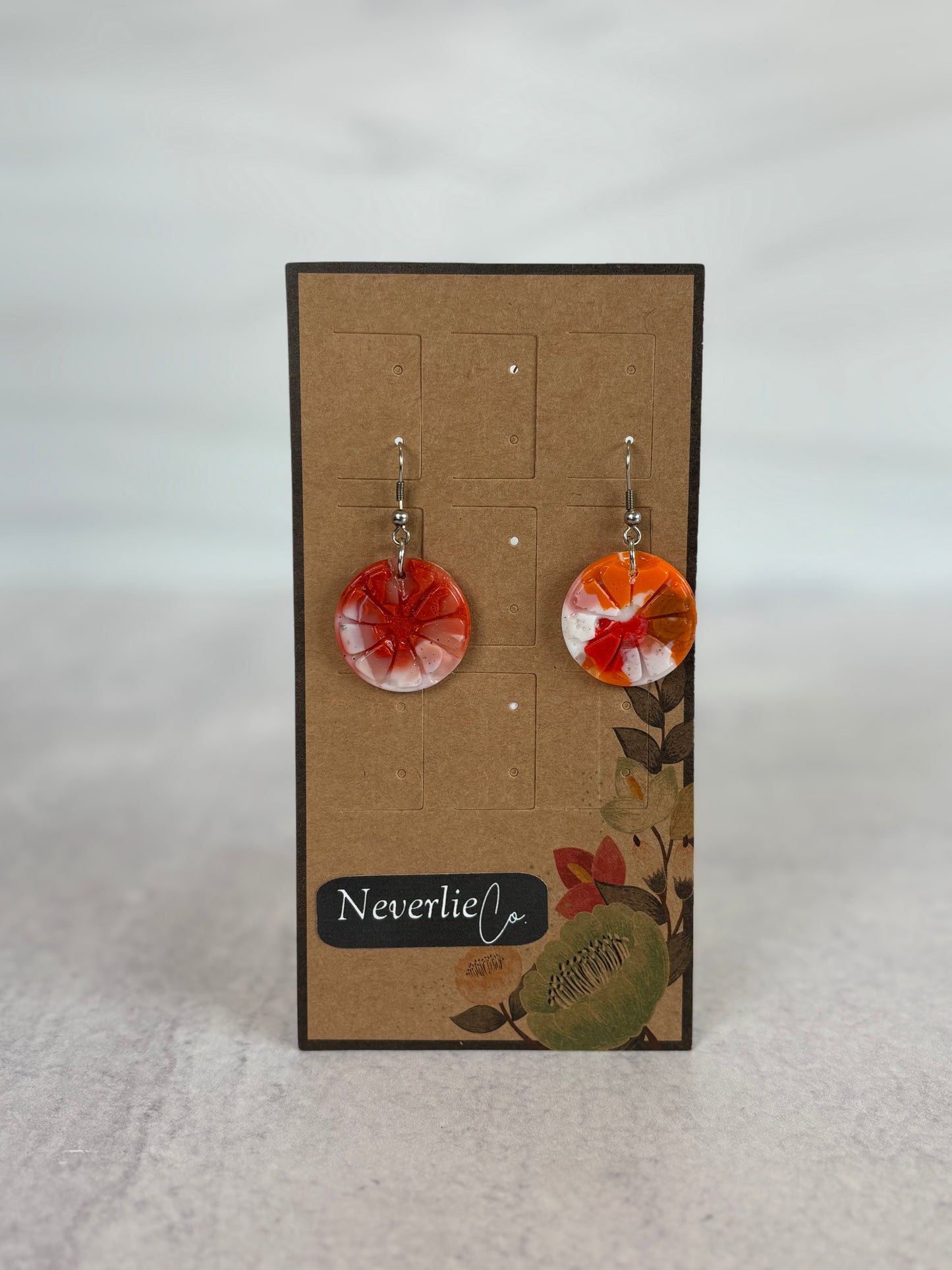 Orange Round Earrings