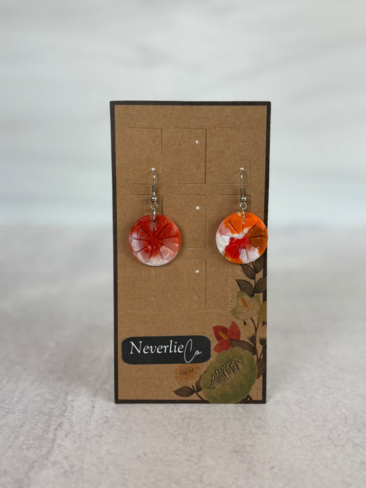 Orange Round Earrings